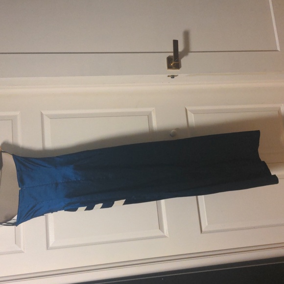 Vintage navy blue formal long dress fitted - Picture 2 of 5